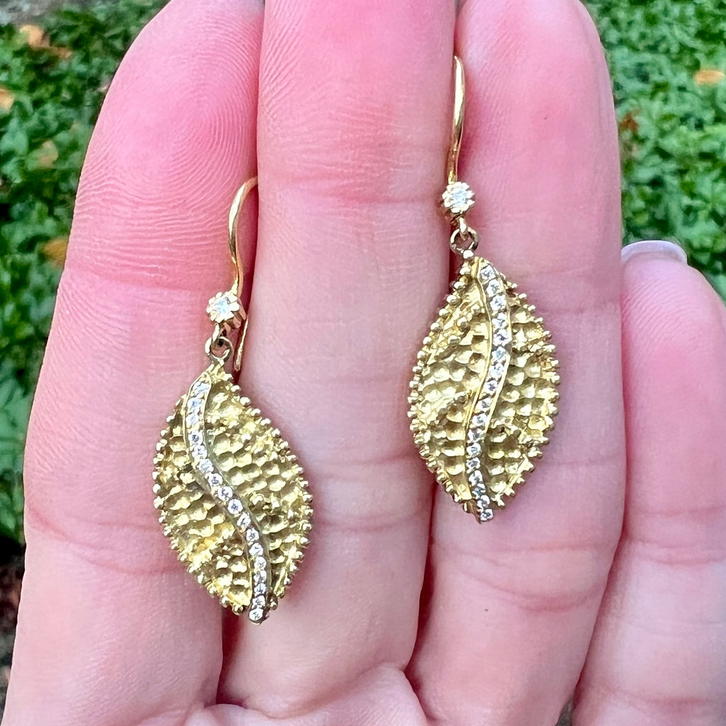 Hammered Leaf Earring Lauren K Fine Jewelry NY