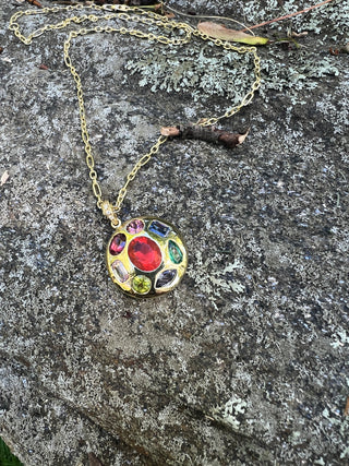 Multicolored Gemstone Mosaic Necklace