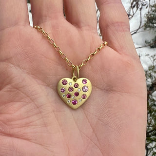 Pink Sapphire and Tourmaline Giselle Breast Cancer Heart