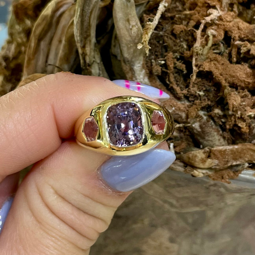 Cushion Spinel and Hexagon Olena Ring Lauren K Fine Jewelry NY