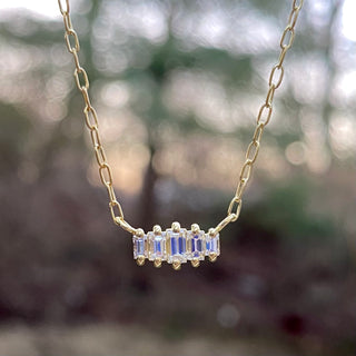 Five Diamond Baguette Small Bea Necklace