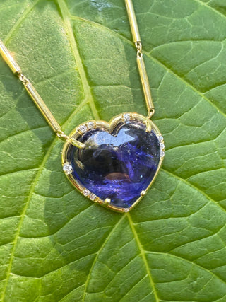 Heart Shaped Cabochon Tanzanite Sprinkle Necklace