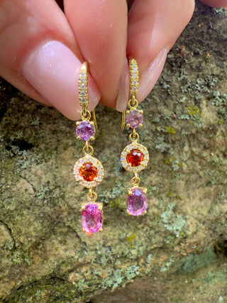 Pink and Orange Sapphire Gemma Earrings