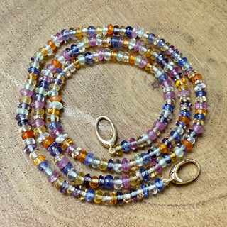 18" Smooth Multicolored Sapphire Beaded Necklace