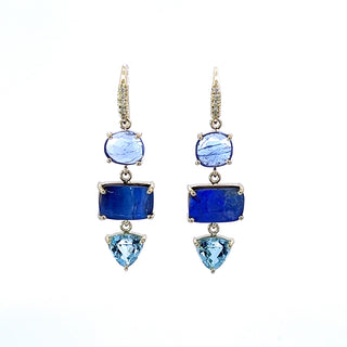 Tanzanite, Boulder Opal and Aquamarine Joyce Earrings