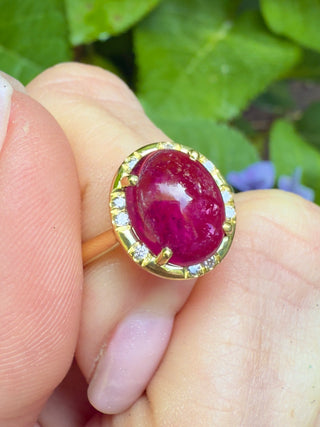 Oval Rubellite Sprinkle Ring