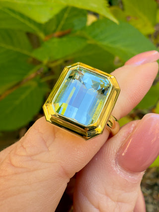 Emerald Cut Aquamarine Revival Ring