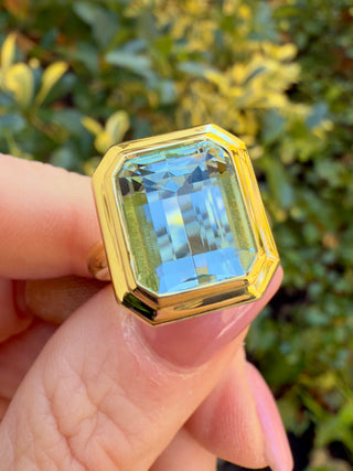 Emerald Cut Aquamarine Revival Ring