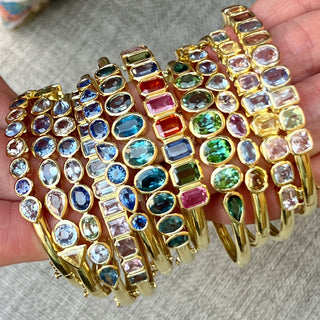 Emerald Cut Sapphire Carnival Bangle