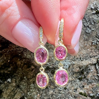 Oval Bezel Set Pink Sapphire Joyce Earring