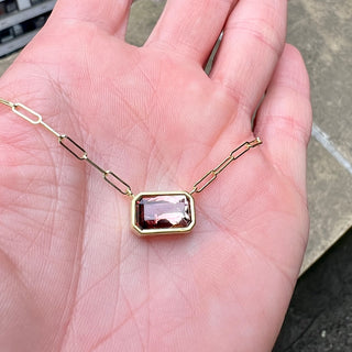 Emerald Cut Pink Tourmaline Bea Necklace