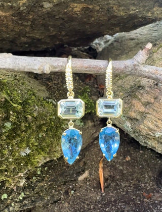Emerald Cut and Pear Shape Aquamarine Joyce Earrings