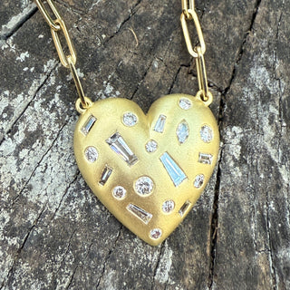 Baguette and Diamond Remi Heart Necklace