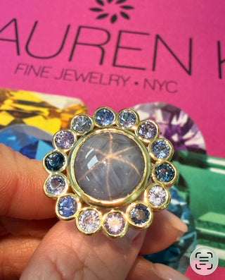 Star Sapphire & Blue Sapphire Gradient Ring