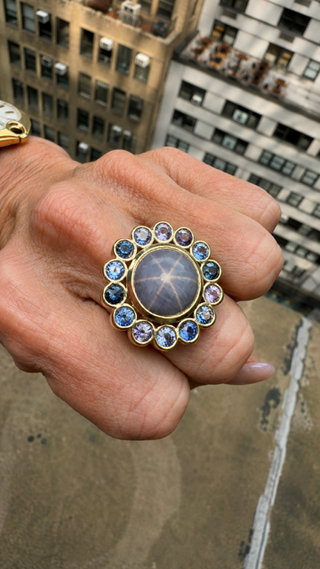 Star Sapphire & Blue Sapphire Gradient Ring