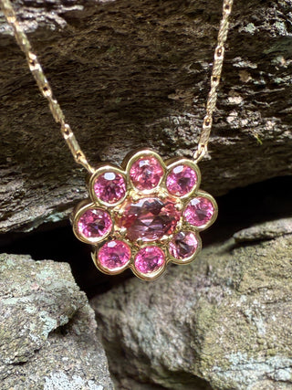 Pink Tourmaline Blossom Necklace