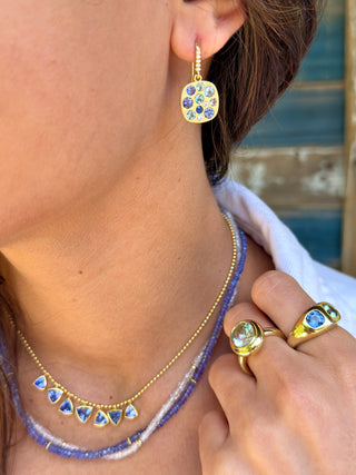 Trillion Shaped Tanzanite Bali Necklace