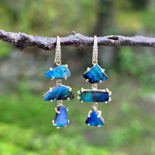 Boulder Opal Three Stone Joyce Earrings