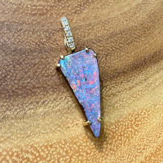 Triangular Shaped Boulder Opal Starlet Pendant