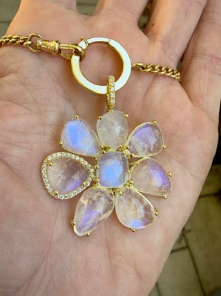 Rainbow Moonstone Gemma Flower Pendant