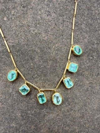 Mutlishape Emerald Cascade Necklace