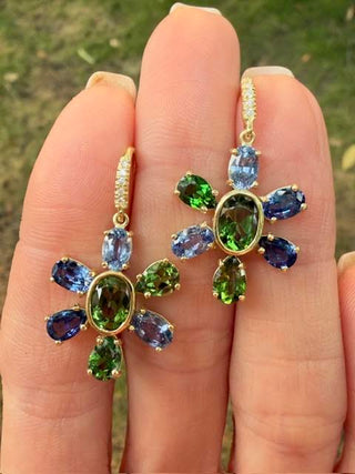 Blue Sapphire and Tsavorite Paloma Earrings