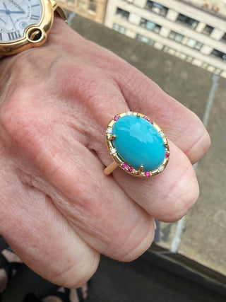 Sleeping Beauty and Turquoise and Ruby Sprinkle Ring