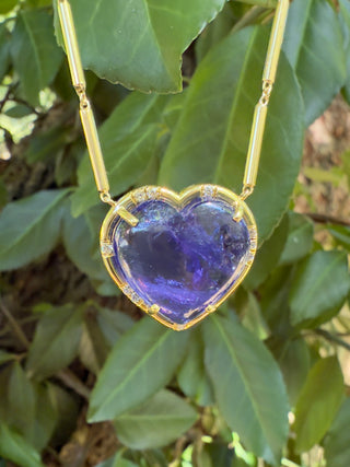 Heart Shaped Cabochon Tanzanite Sprinkle Necklace