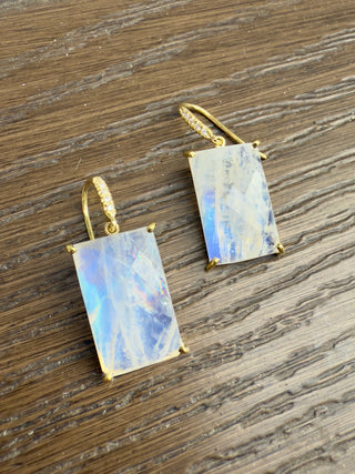 Rectangular Moonstone Joyce Earrings