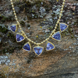 Trillion Shaped Tanzanite Bali Necklace