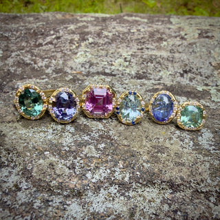 Asscher Cut Kunzite Sprinkle Ring
