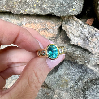 Blue Zircon and Tourmaline Samira Ring