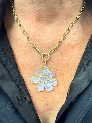 Rainbow Moonstone Gemma Flower Pendant