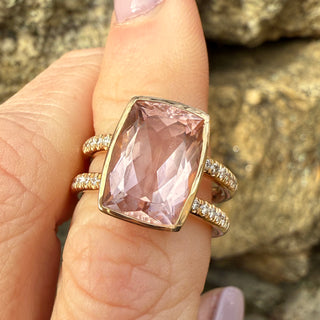 Cushion Shaped Morganite Roman Ring