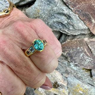 Blue Zircon and Tourmaline Samira Ring