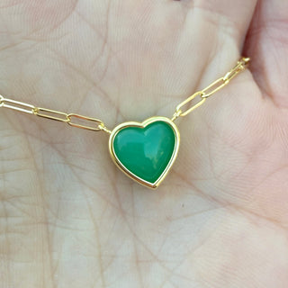 Heart Shaped Chrysoprase Bea Necklace