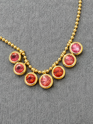 Orange and Pink Sapphire Bali Necklace