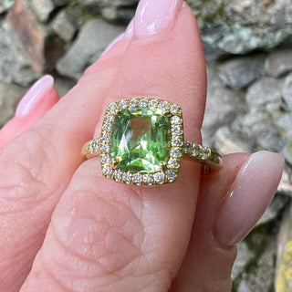 Green Garnet Cushion Mischa Ring