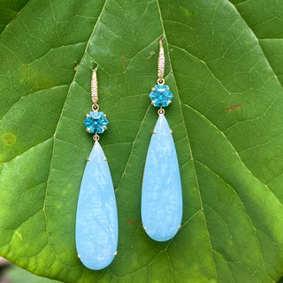 Blue Zircon and Aquamarine Two Stone Joyce Earrings