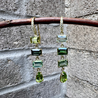 Green Tourmaline and Peridot Joyce Earrings`