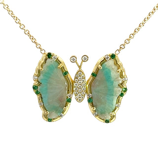 Carved Tourmaline and Emerald Sprinkle Necklace