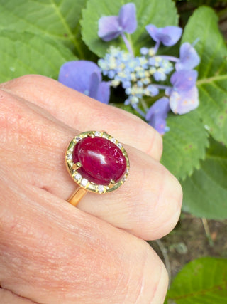 Oval Rubellite Sprinkle Ring