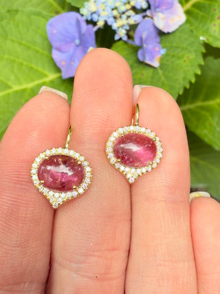 Cabochon Pink Tourmaline Jordan Earrings