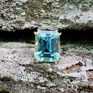 Emerald Cut Aquamarine Olivia Ring