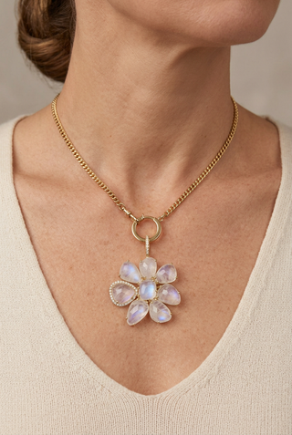 Rainbow Moonstone Gemma Flower Pendant