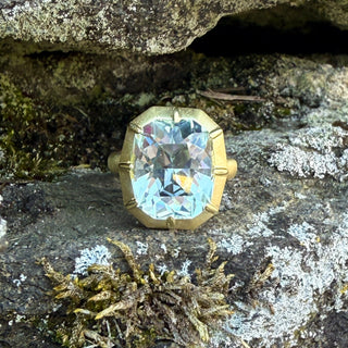 Aquamarine Modified Cushion Griffen Ring