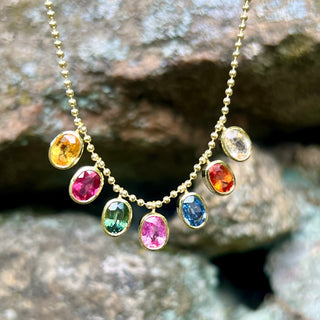 Multicolored Oval Sapphire Bali Necklace