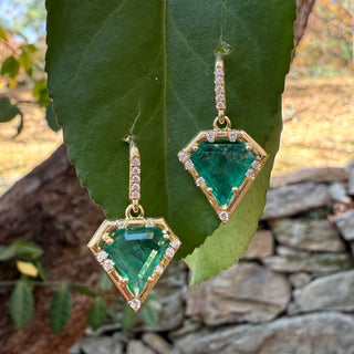 Emerald Shield Shaped Sprinkle Earrings