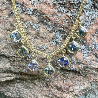 Cushion Shaped Natural Tanzanite Bezel Set Remi Necklace