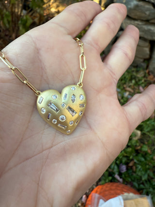 Baguette and Diamond Remi Heart Necklace